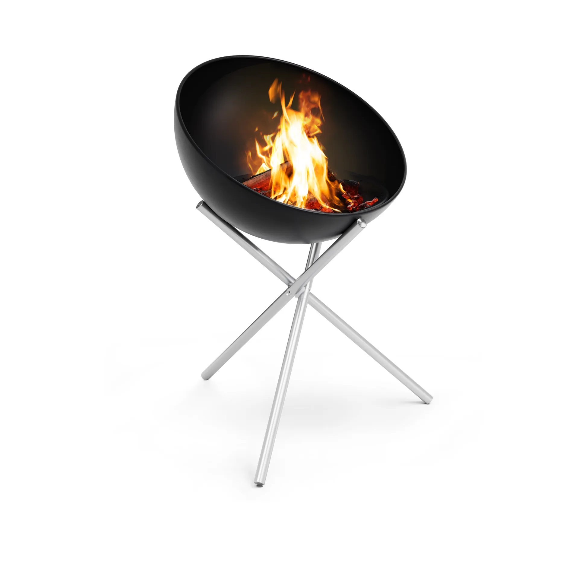 BOWL 57 fireplace, Black-silver, tripod stand Höfats