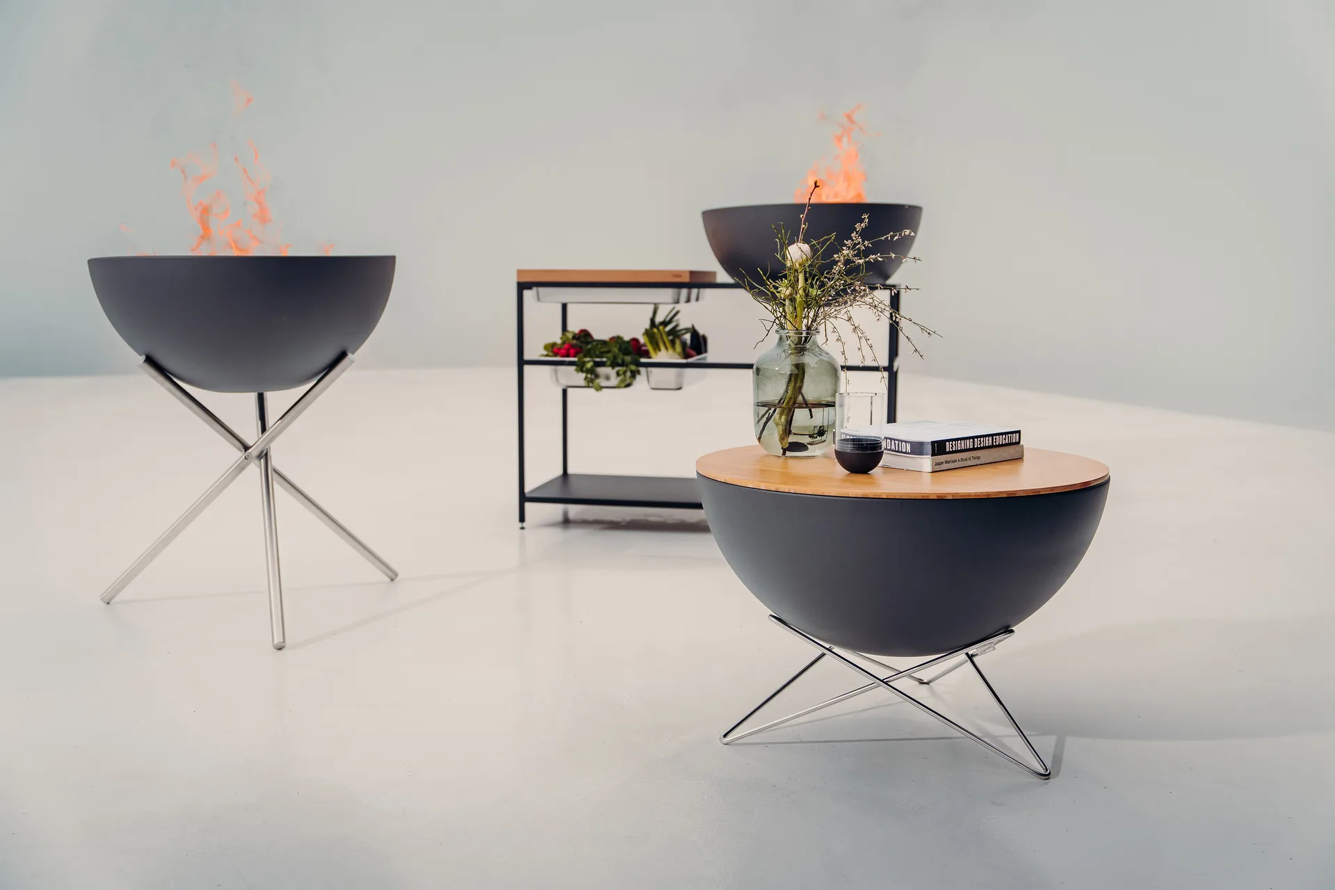 BOWL 70 fire pit, Black-silver, star base Höfats