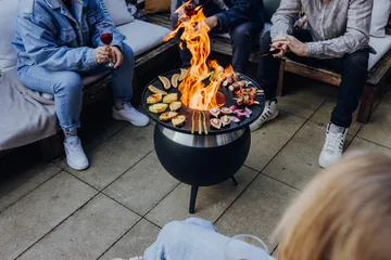 MOON 45 fireplace - Black-silver, low stand - Höfats