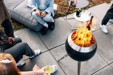 MOON 45 fireplace - Black-silver, tall stand - Höfats