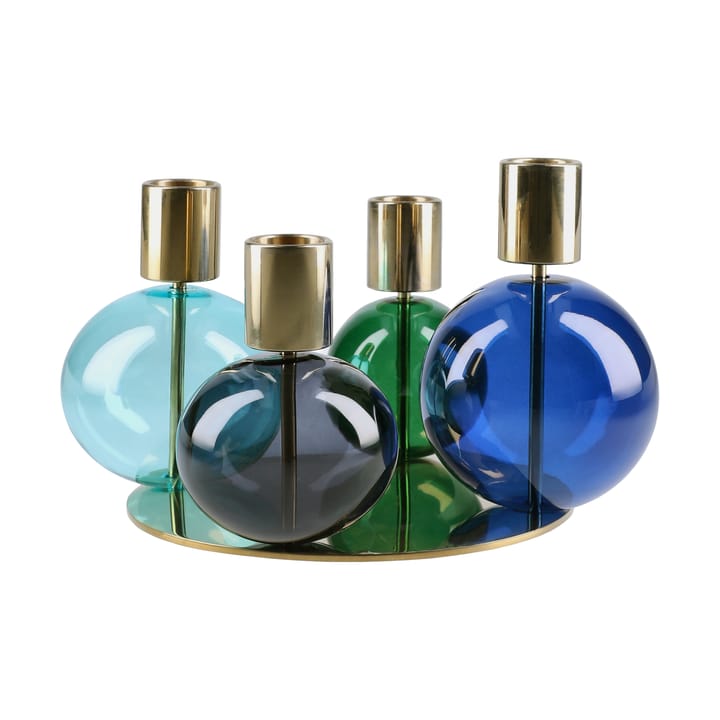 Bubble 4-arm candlestick Ø17.5x12 cm - Blue-green-smoke - Holmegaard
