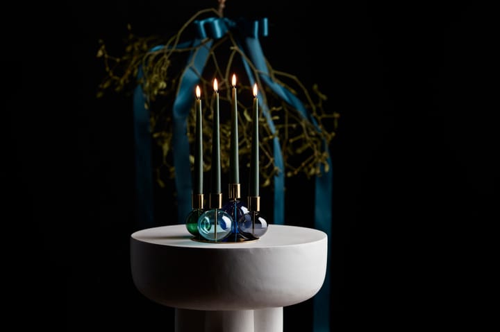 Bubble 4-arm candlestick Ø17.5x12 cm, Blue-green-smoke Holmegaard