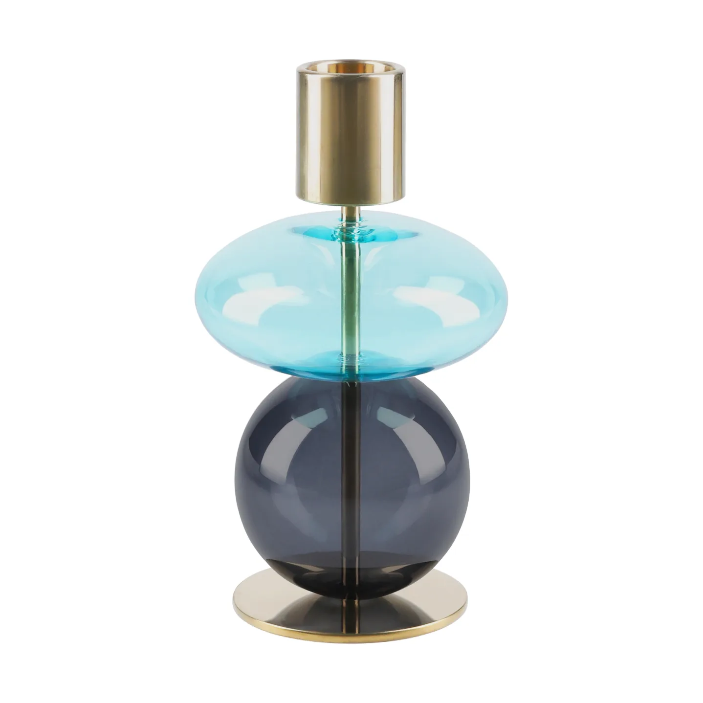 Bubble candleholder 14 cm, Blue-smoke Holmegaard
