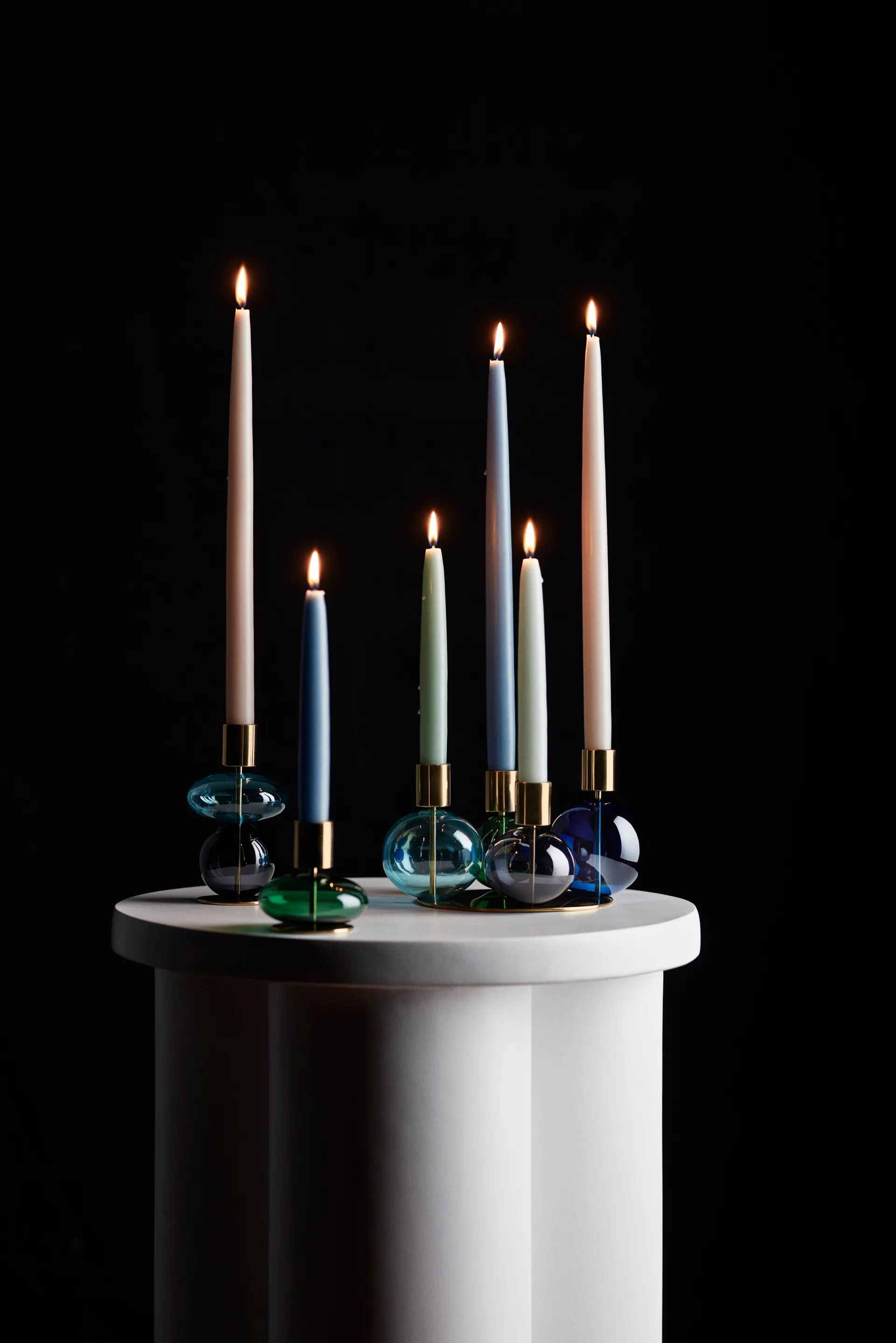 Bubble candleholder 14 cm, Blue-smoke Holmegaard