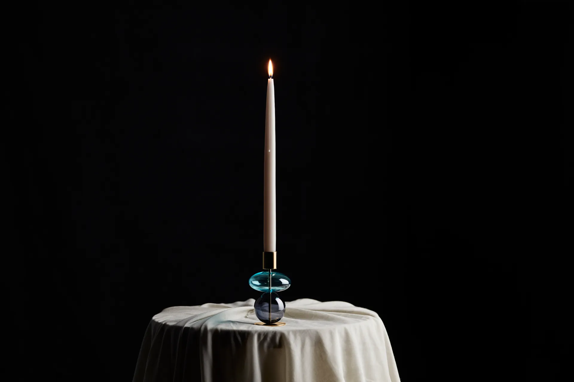 Bubble candleholder 14 cm, Blue-smoke Holmegaard