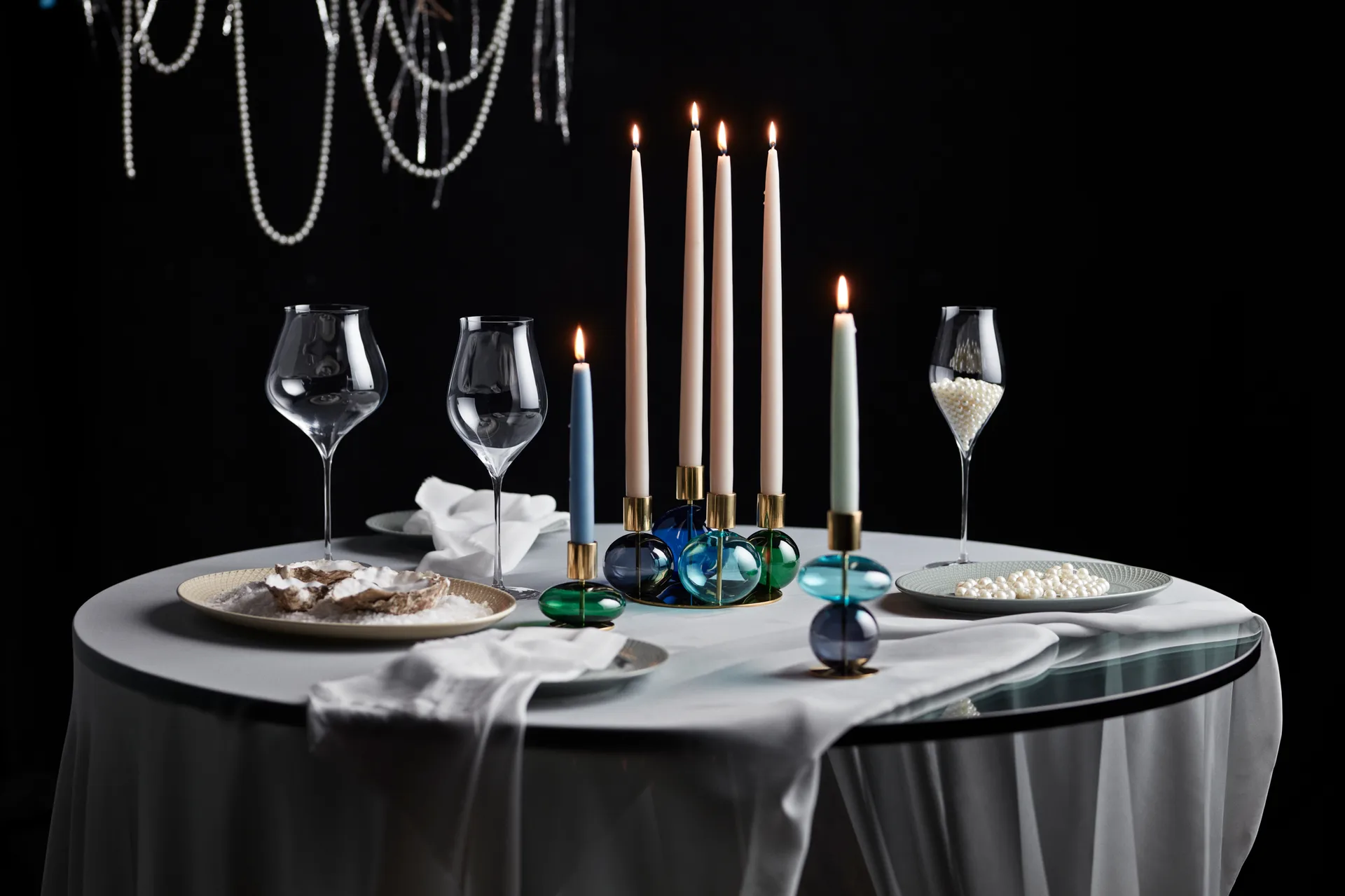 Bubble candleholder 14 cm, Blue-smoke Holmegaard