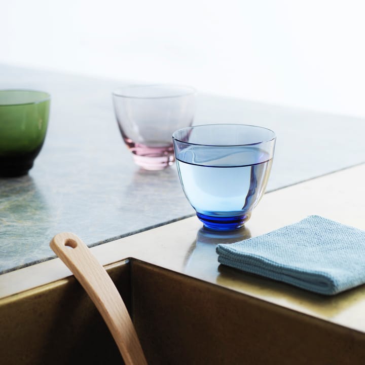 Flow water glass 35 cl, blue Holmegaard