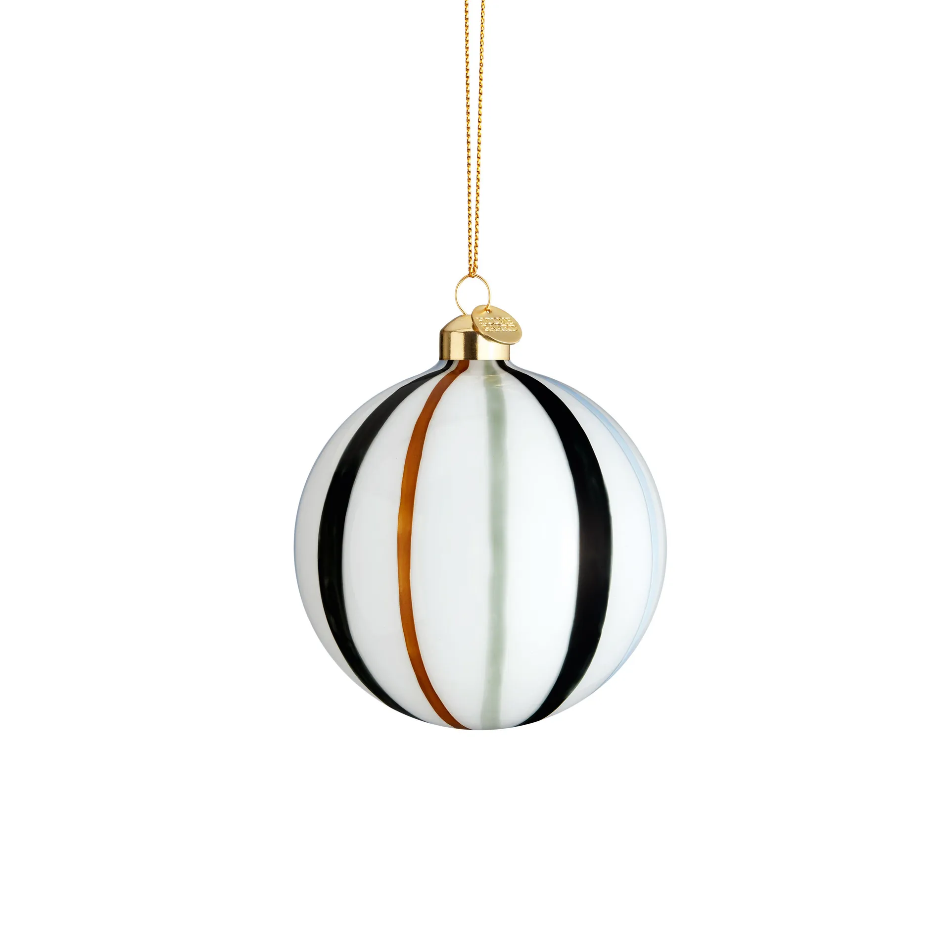 Souvenir Christmas bauble stripes Ø8 cm, green Holmegaard