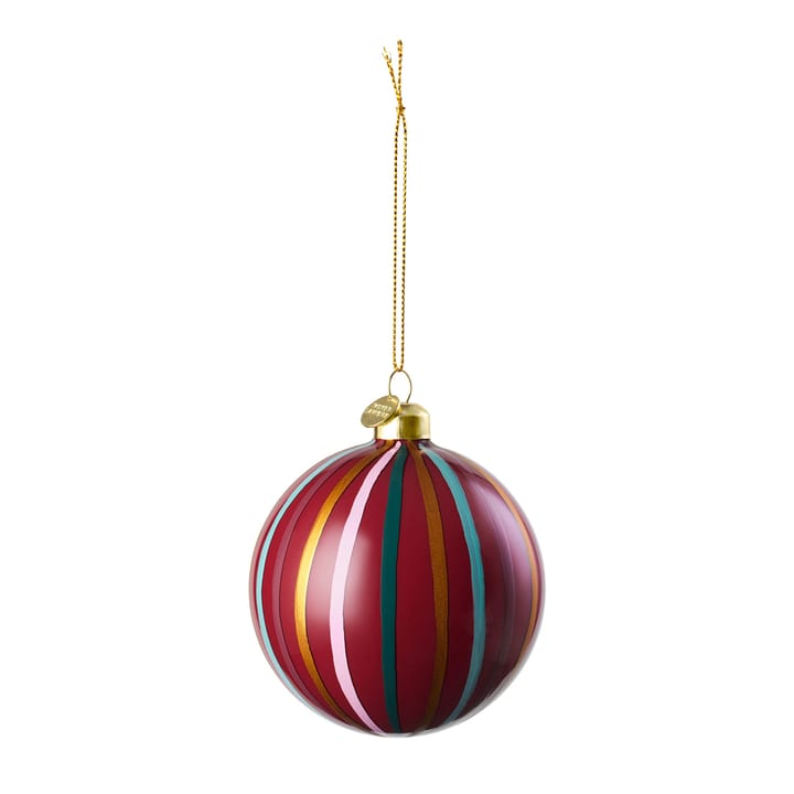 Souvenir Christmas bauble stripes Ø8 cm - Multi red - Holmegaard