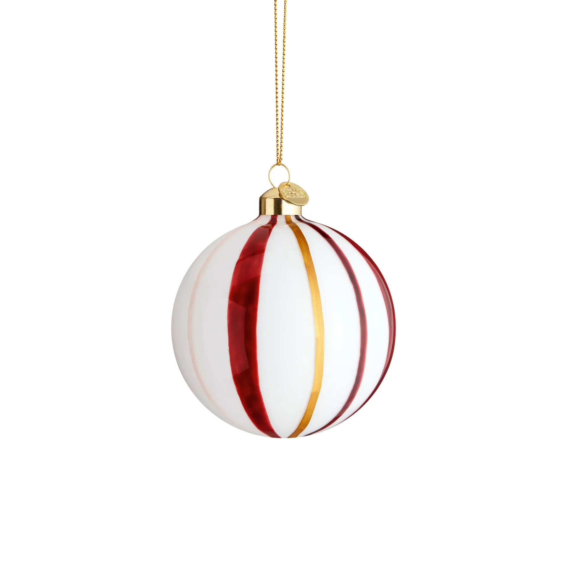 Souvenir Christmas bauble stripes Ø8 cm, red Holmegaard