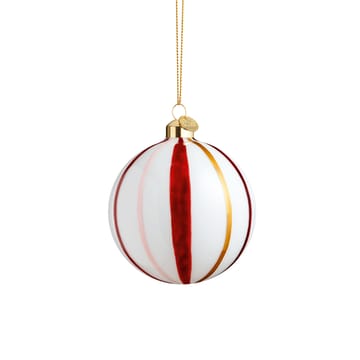Souvenir Christmas bauble stripes Ø8 cm - red - Holmegaard