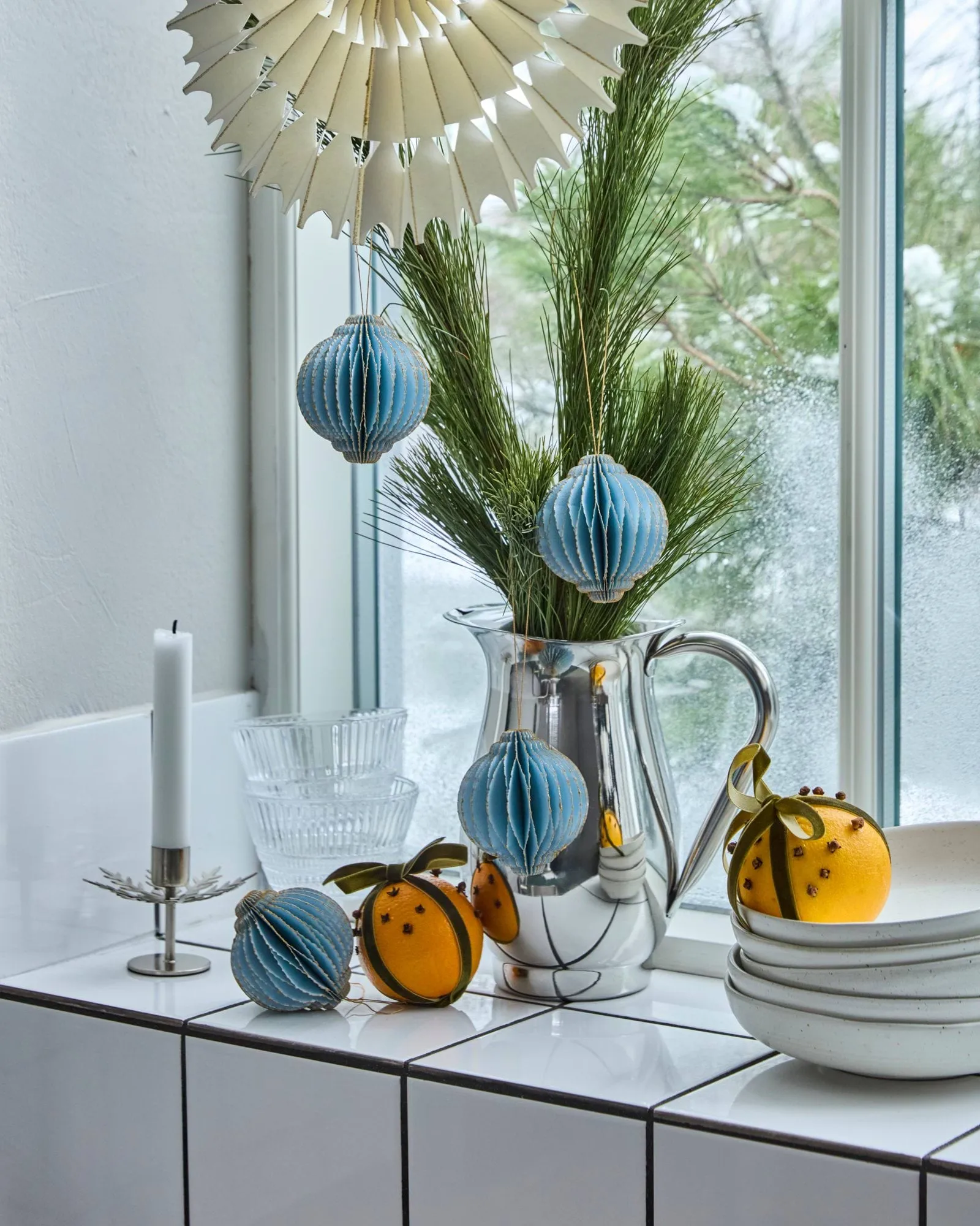 Alsta Christmas hanging 4-pack, Light blue, Ø8 cm House Doctor