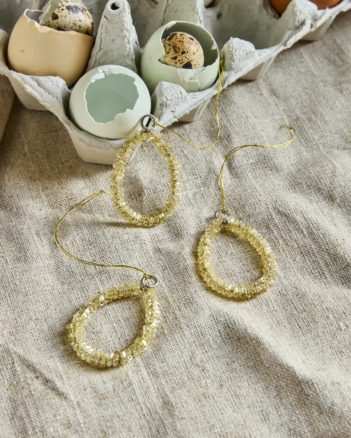 Beads Easter hanging ornaments, 3-pack, Champagne House Doctor