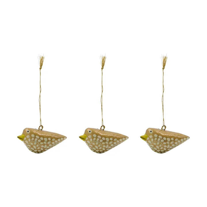 Bird Easter hanging decoration 3-pack - Yellow - House Doctor