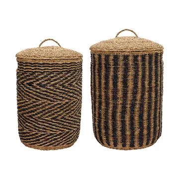 Cesto laundry basket 2 pieces - Natural-black - House Doctor