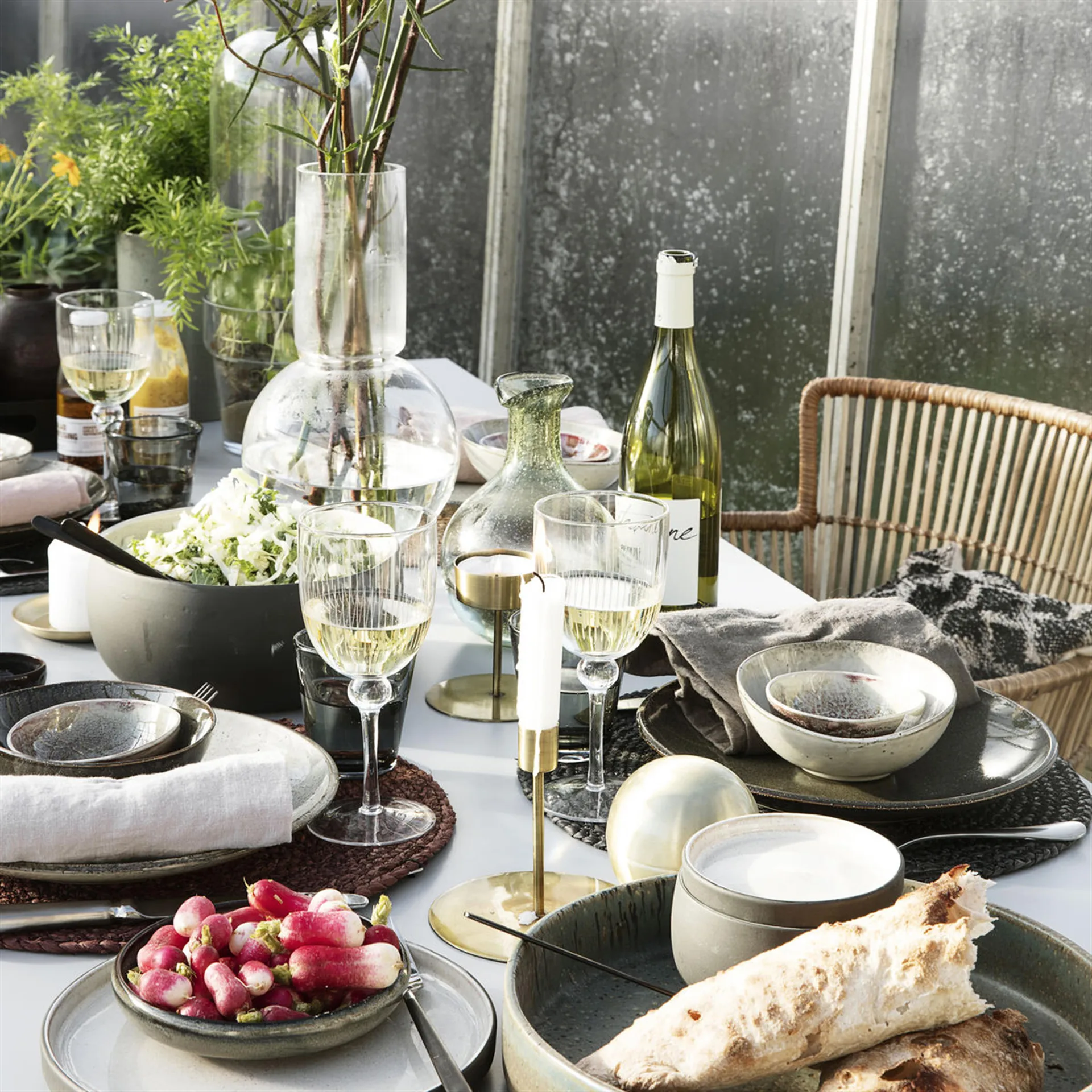 Circle placemat grass 4-pack, Grey-blue House Doctor