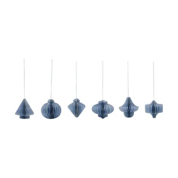Comb Christmas hanging ornaments, set of 6 - Light blue - House Doctor