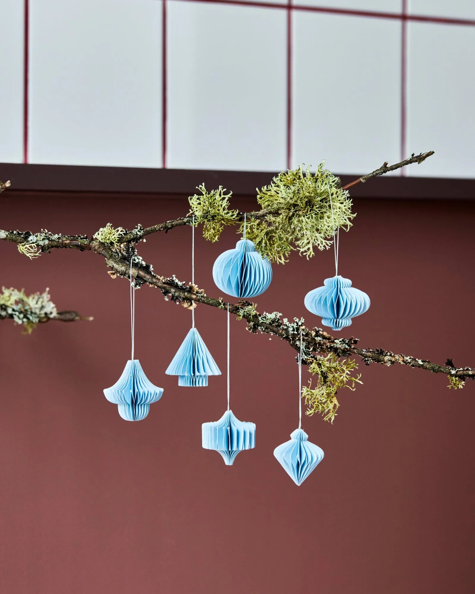 Comb Christmas hanging ornaments, set of 6, Light blue House Doctor