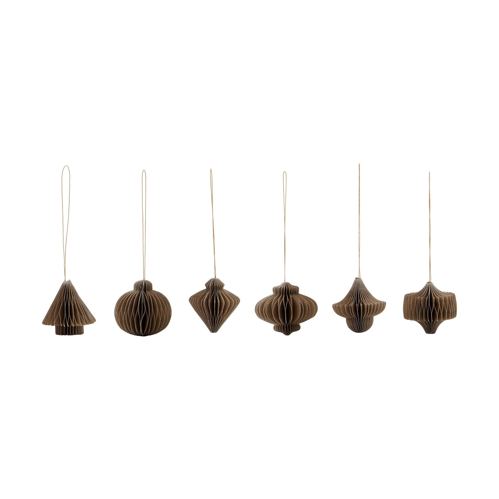Comb Christmas hanging ornaments, set of 6, Light brown House Doctor