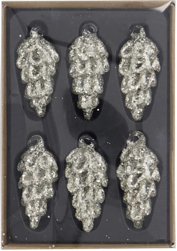 Cone Christmas decoration 5.5 cm 6-pack - Silver - House Doctor