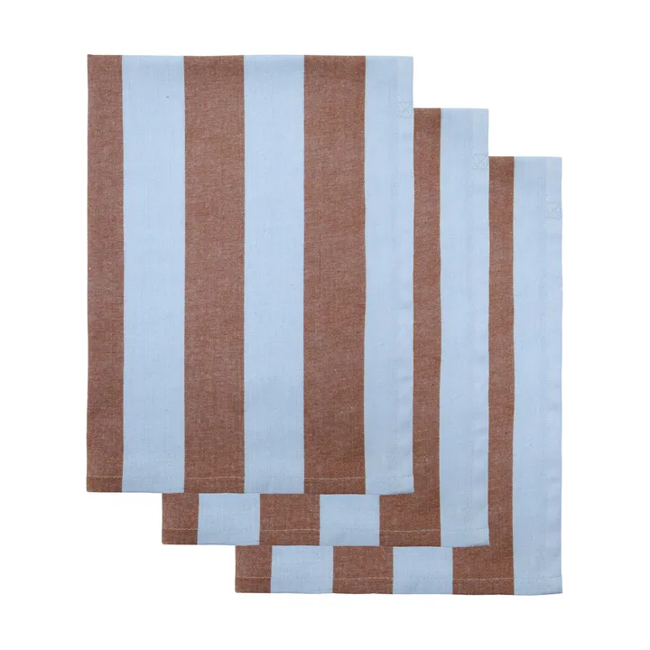 Cook kitchen towel 55x75 cm 3-pack - Light blue-brown - House Doctor