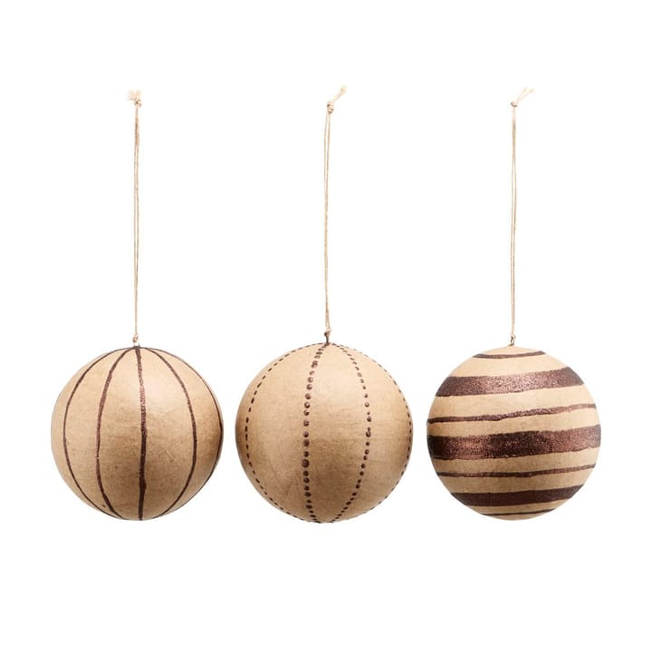 Craft Christmas bauble large 3-pack - brown - House Doctor
