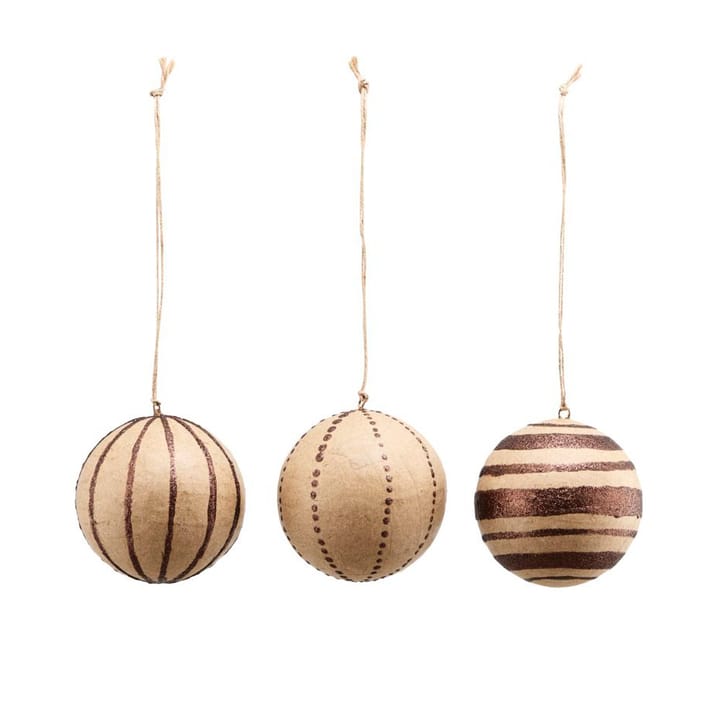 Craft Christmas bauble medium 3-pack - brown - House Doctor