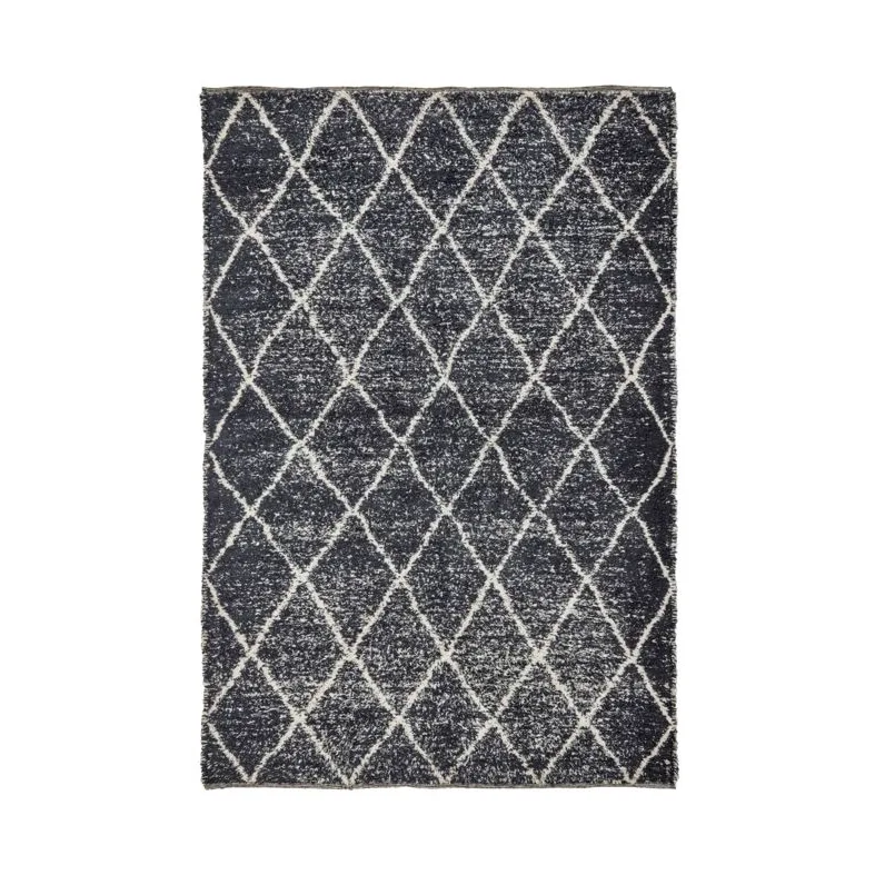 House Doctor Cruz rug Black-off white, 140x200 cm | Scandinavian Design | Fringe & Deep pile rugs | Black
