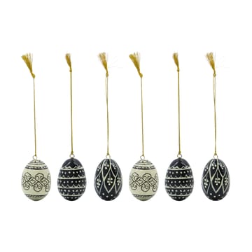 Deco Easter eggs 5 cm 6 pieces - Black-offwhite - House Doctor