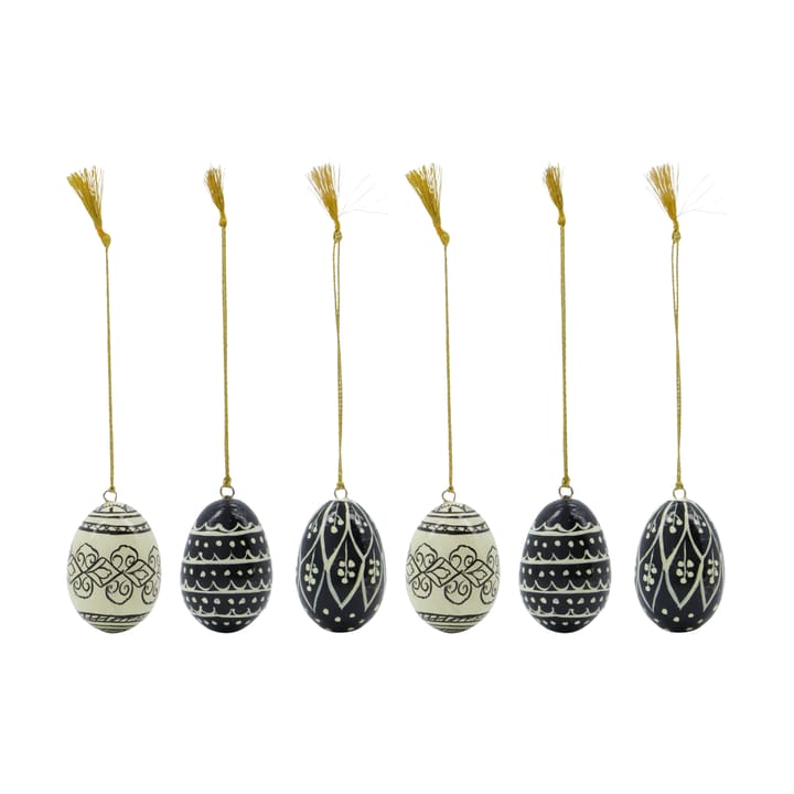 Deco Easter eggs 5 cm 6 pieces, Black-offwhite House Doctor