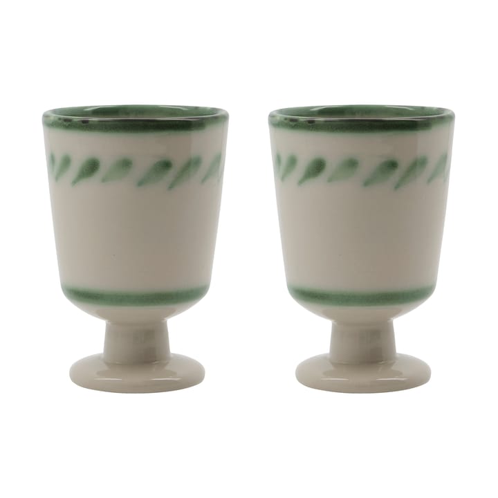 Diva mug on foot 25 cl 2-pack - Off white-Green - House Doctor