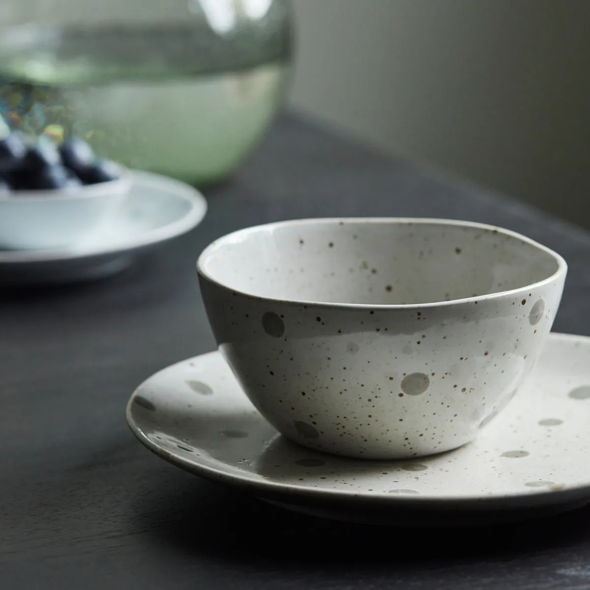 Dots bowl Ø12 cm, White-green dots House Doctor