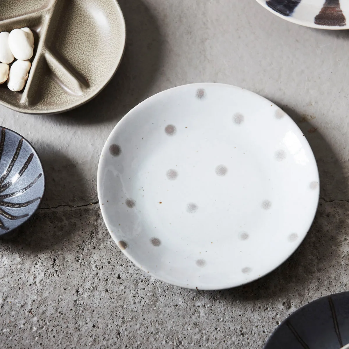 Dots plate Ø15.7 cm, white-green House Doctor