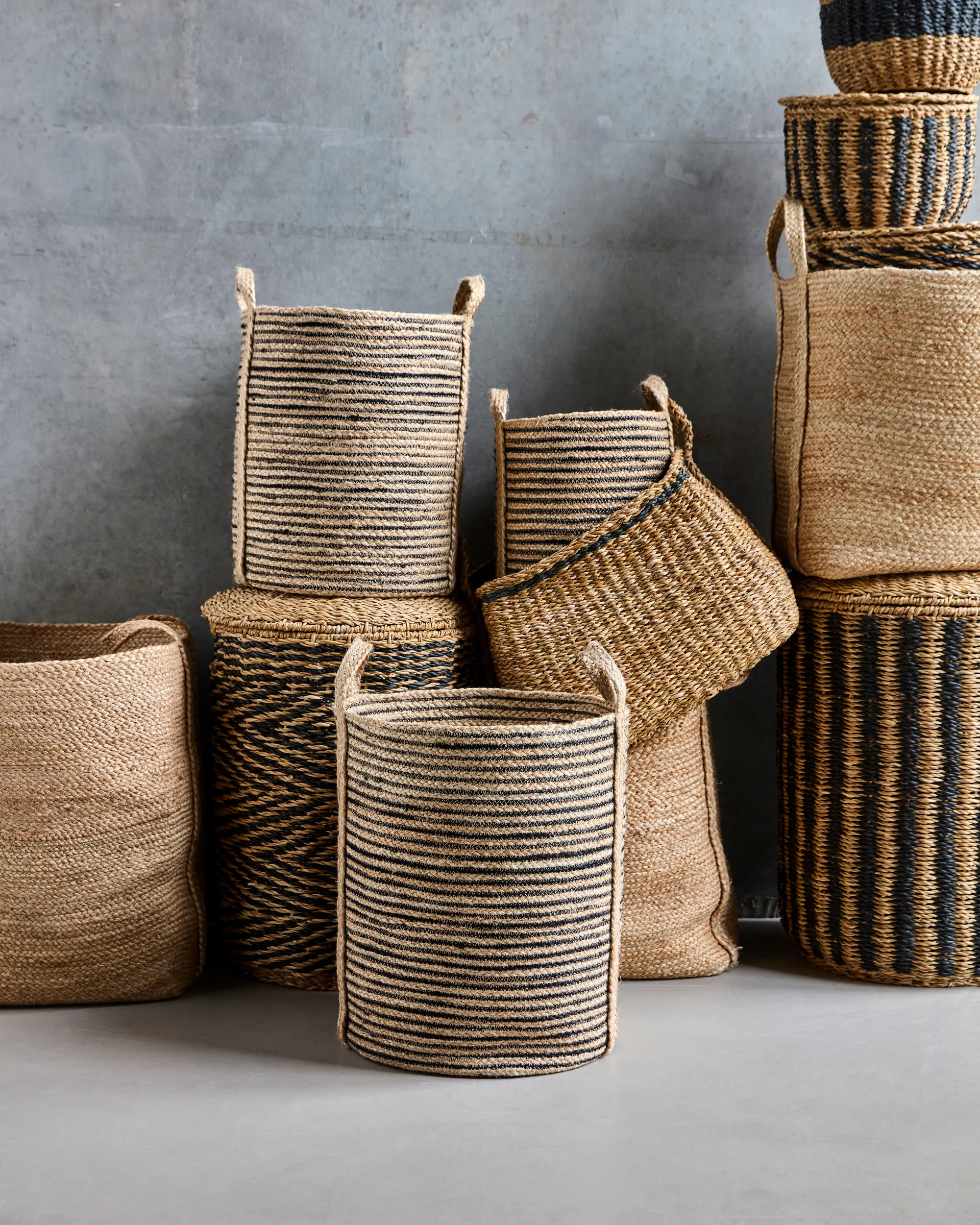 Dungi storage baskets 3-pack, Black-natural House Doctor