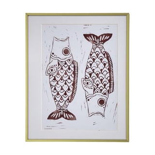 House Doctor Fish wall art painting 40x50 cm Burgundy