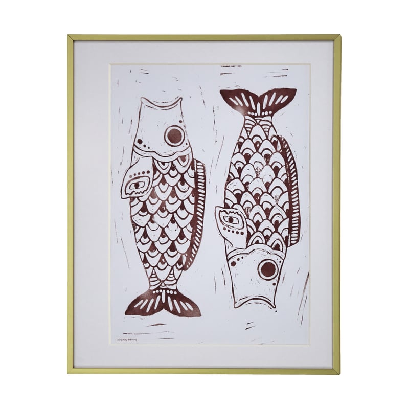 House Doctor Fish wall art painting 40x50 cm Burgundy