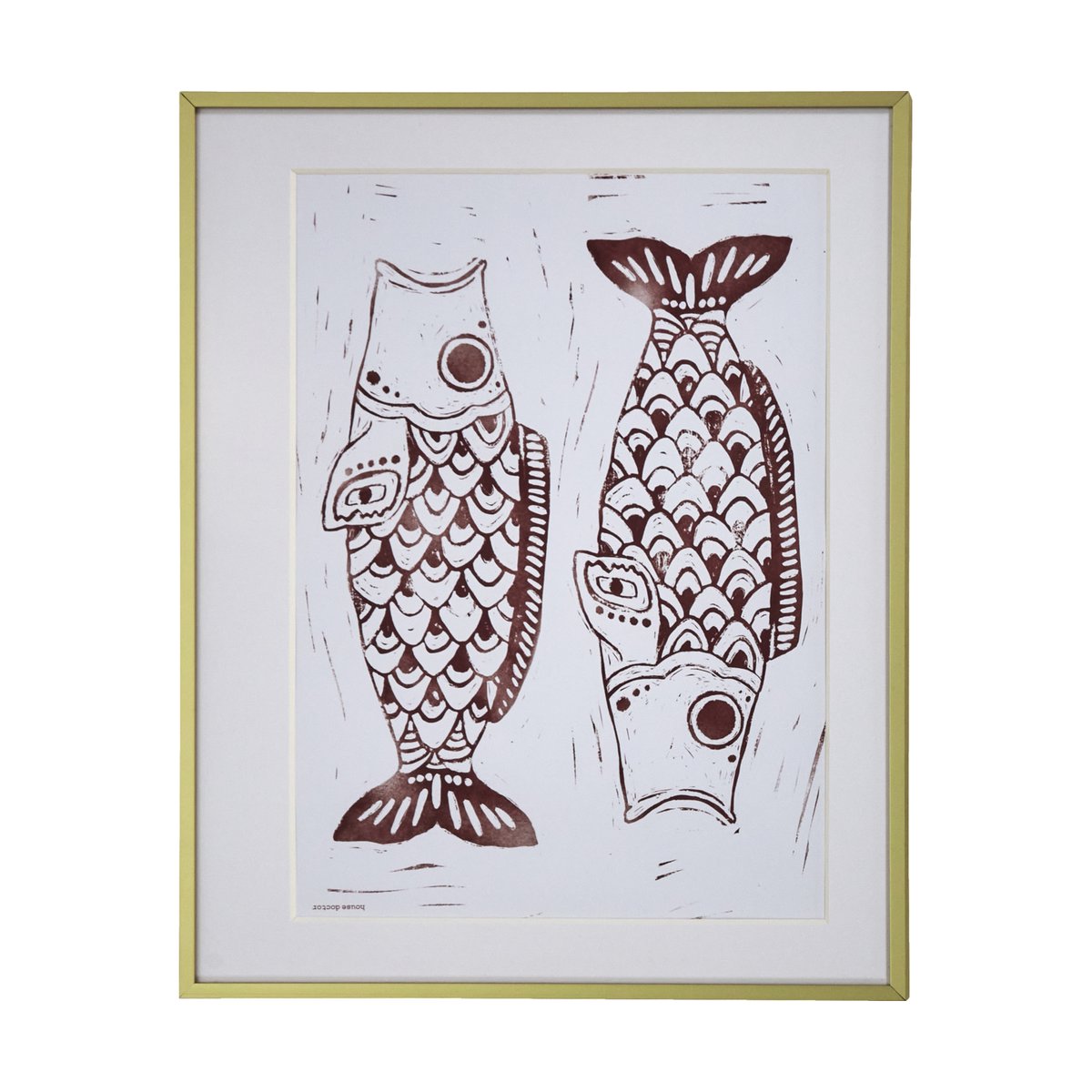 House Doctor Fish wall art painting 40x50 cm Burgundy
