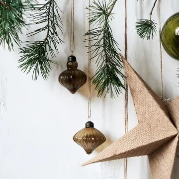 Fluted Christmas bauble Ø6.5 cm 2 pieces - Amber - House Doctor