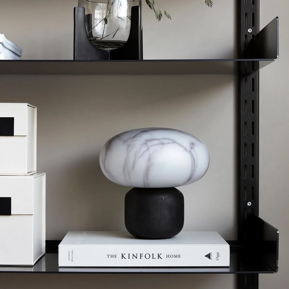 Fog lantern black and white marble, 20 cm House Doctor