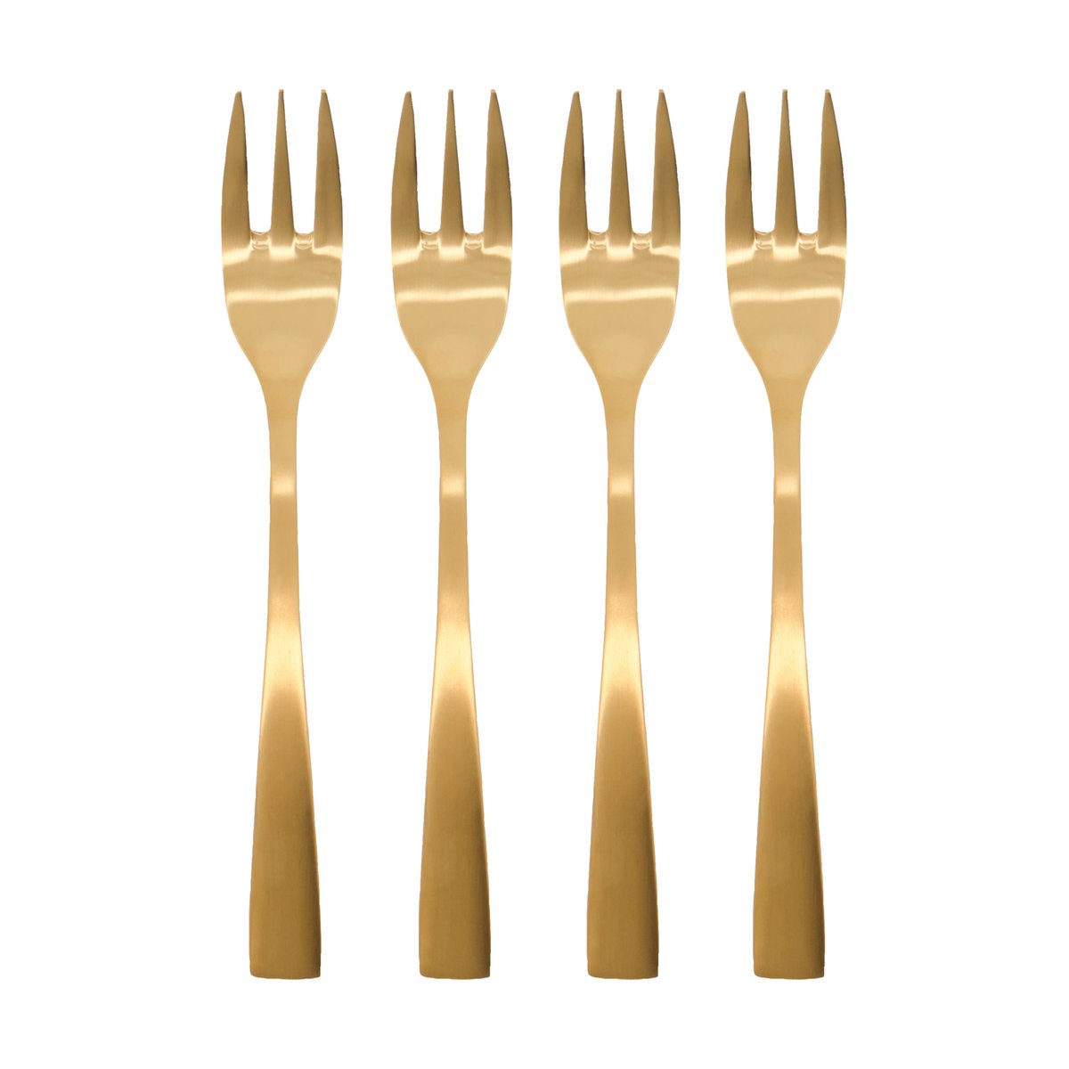 House Doctor Golden cake fork 4-pack Golden | Scandinavian Design | Dessert cutlery | Gold-coloured