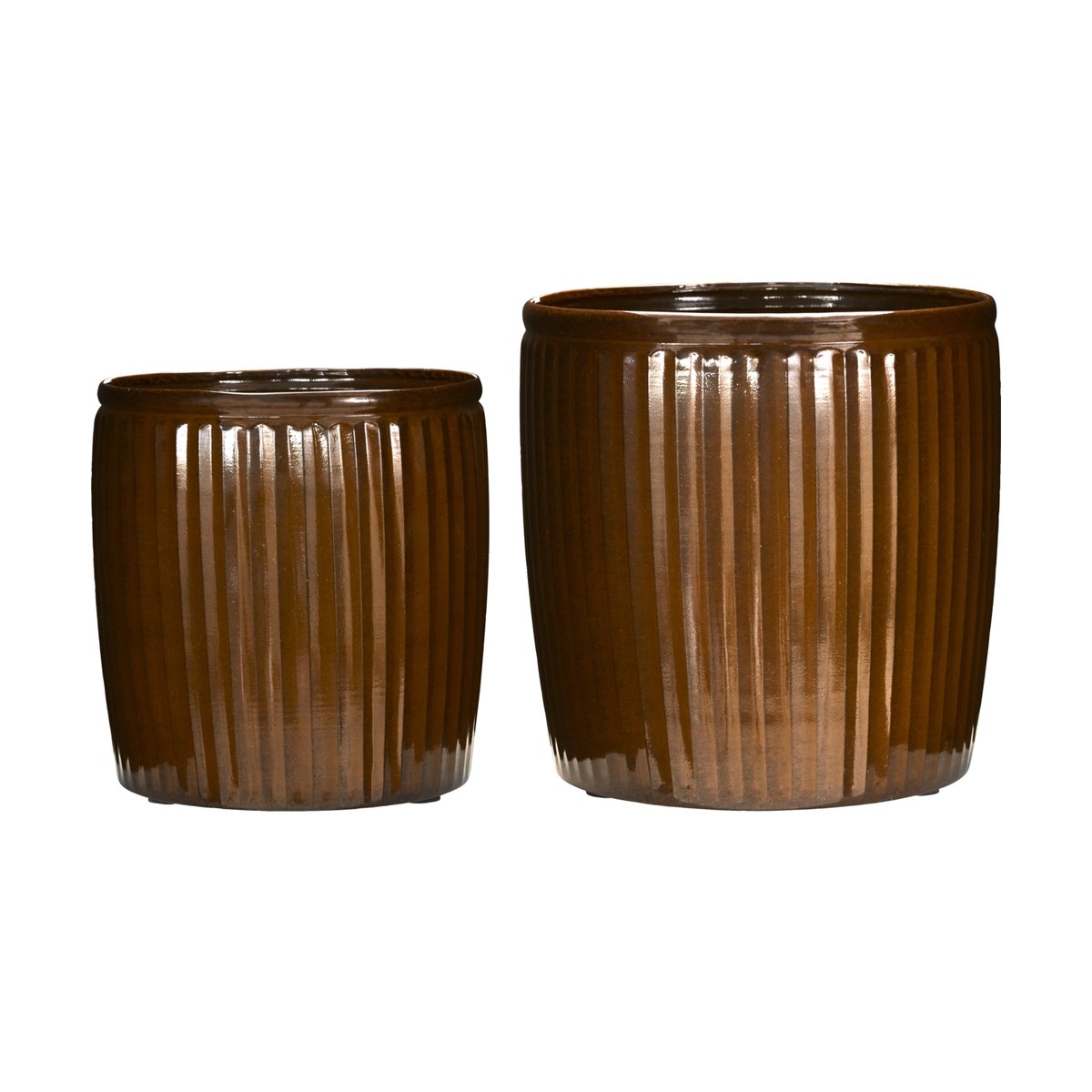 House Doctor Groove planter 2 parts Brown