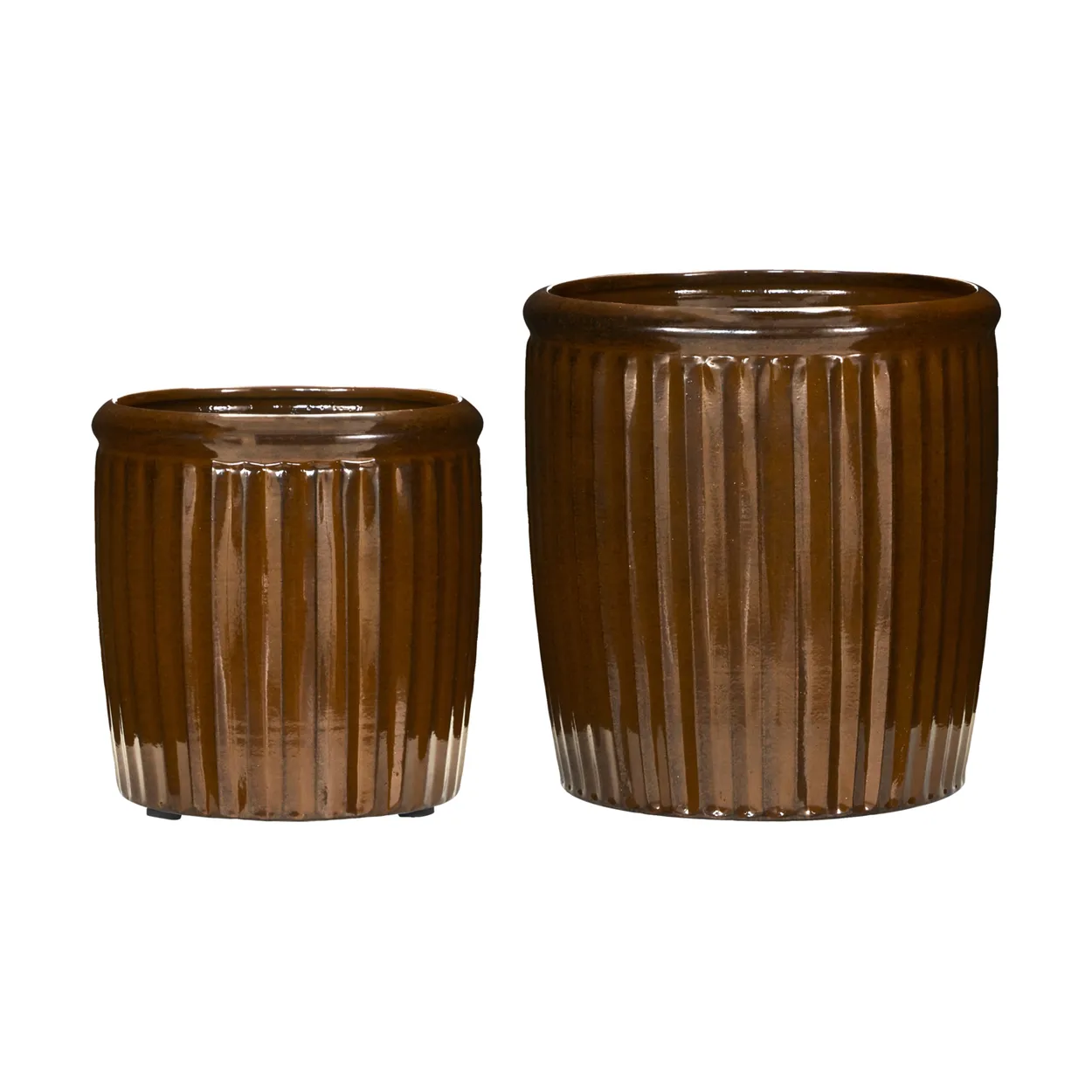 House Doctor Groove planter 2 parts small Brown | Scandinavian Design | Flower pots | Brown
