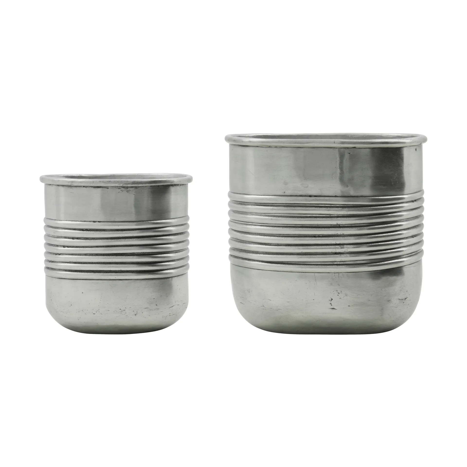 Groove planter aluminum oval 2 pieces, Antique silver finish House Doctor