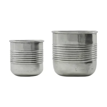Groove planter aluminum oval 2 pieces - Antique silver finish - House Doctor