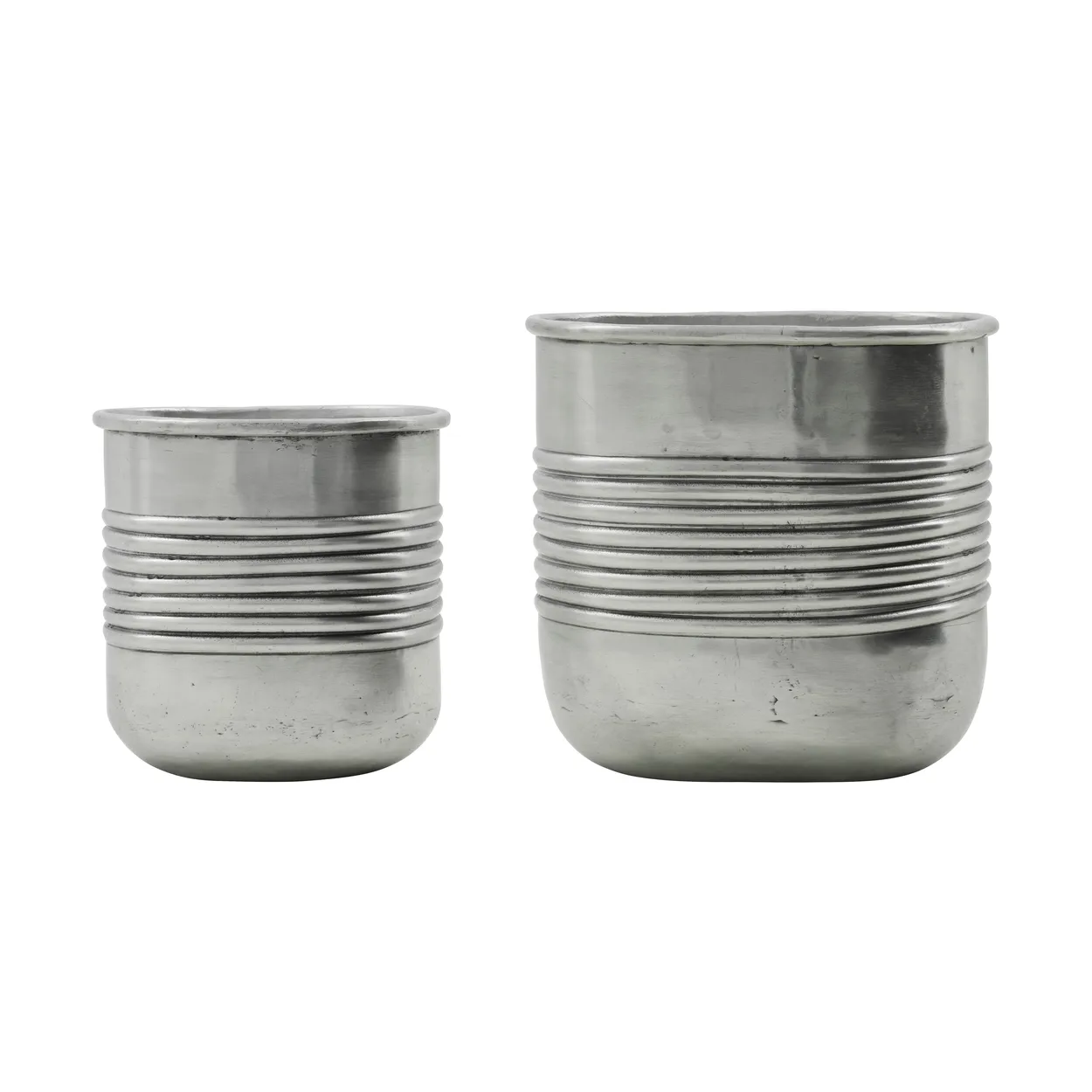 House Doctor Groove planter aluminum oval 2 pieces Antique silver finish