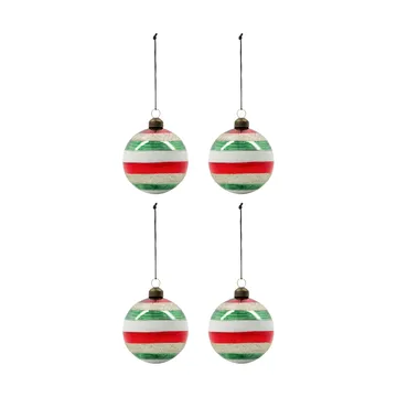 Happy Christmas tree bauble Ø8 cm 4-pack - Multi - House Doctor