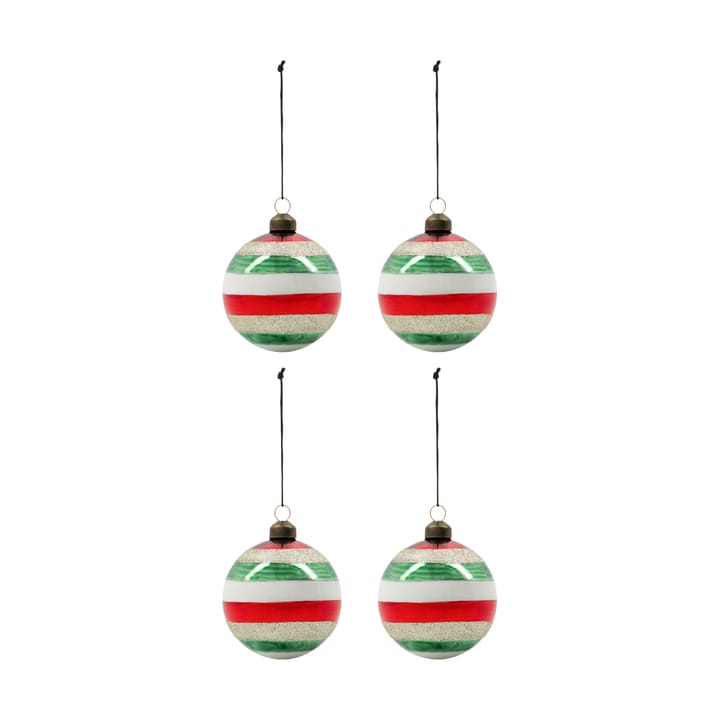 Happy Christmas tree bauble Ø8 cm 4-pack - Multi - House Doctor