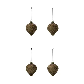 Hinda Christmas bauble 9.5 cm 4-pack - Brown - House Doctor