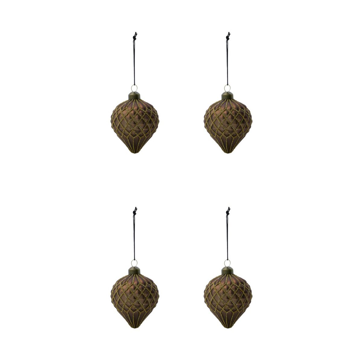 House Doctor Hinda Christmas bauble 9.5 cm 4-pack Brown