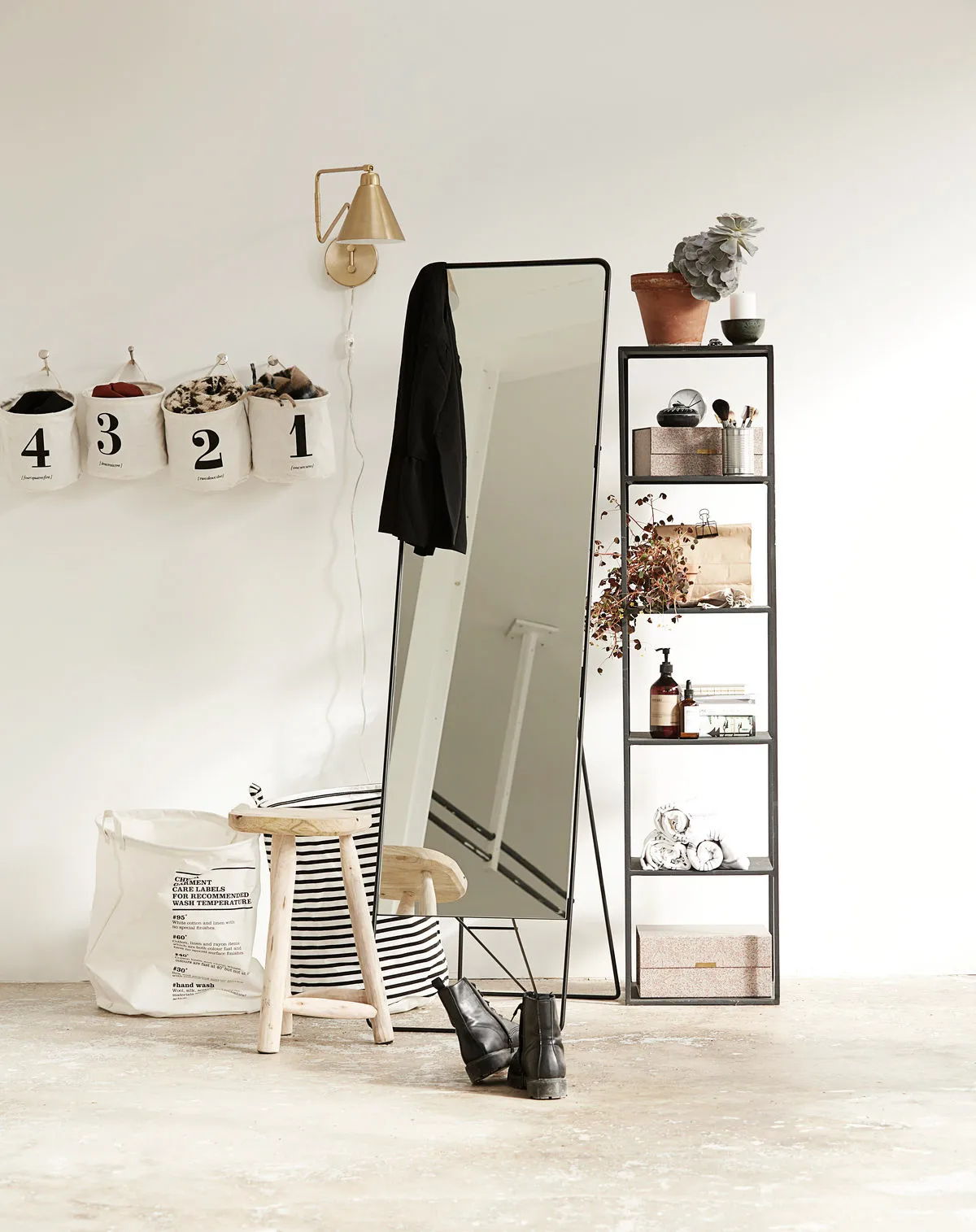 House Doctor laundry bag stripes, black-white House Doctor